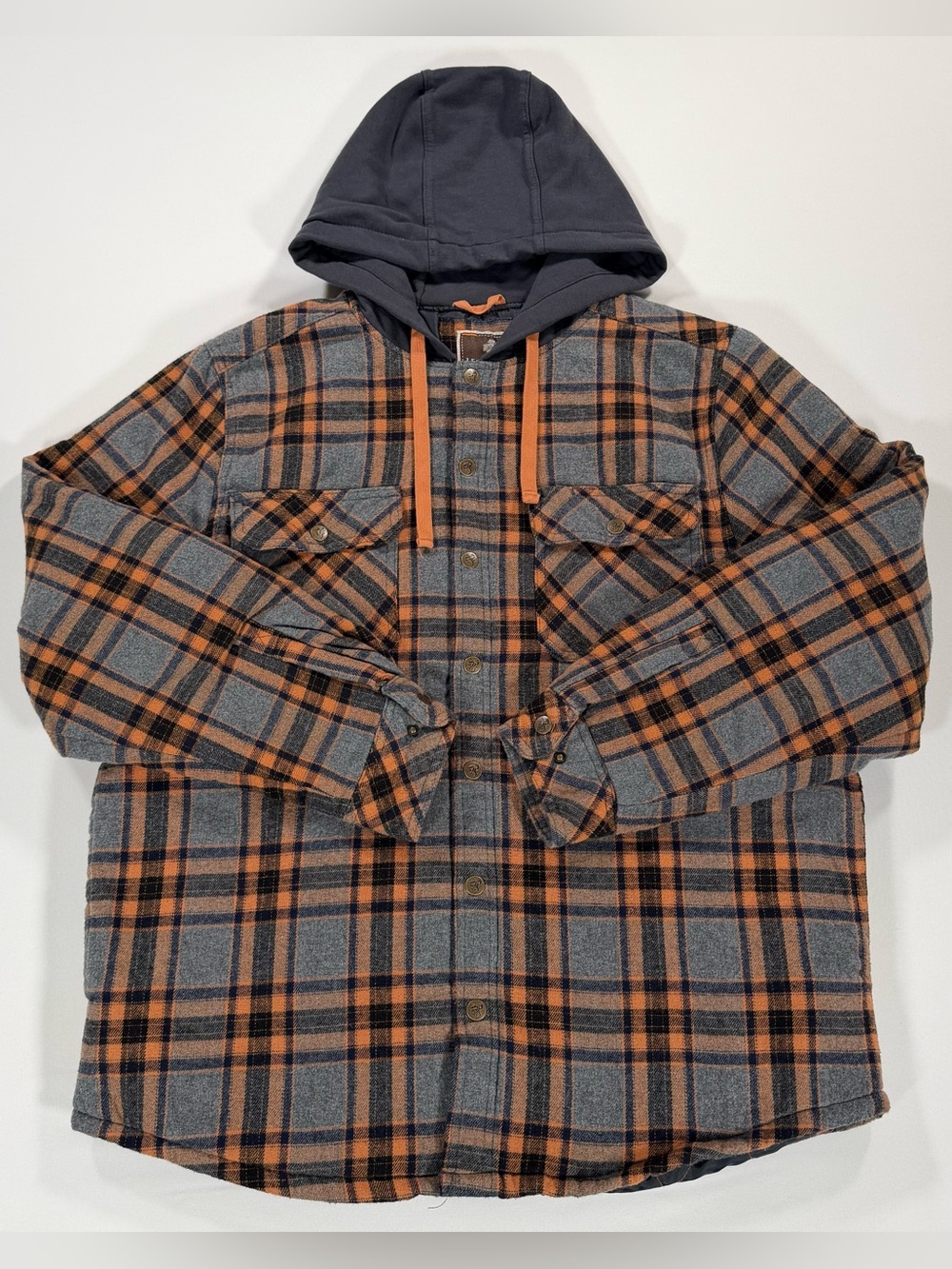 Legendary Outfitters Hooded Flannel Shirt Jacket Mens Large Plaid Quilt Lined